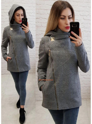 Жіноче коротке пальто з капюшоном