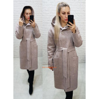 Женское теплое пальто с капюшоном