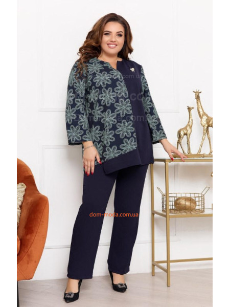 Стильний вечірній брючний костюм великого розміру