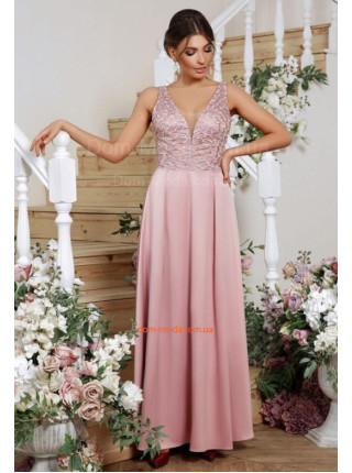 Вечірнє жіноче плаття в пол з ефектним декольте