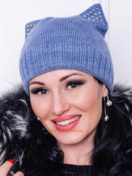 Жіноча шапка на флісі з вушками