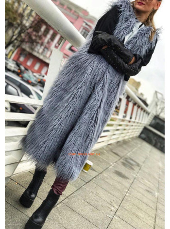Довга хутряна жилетка "Лама"