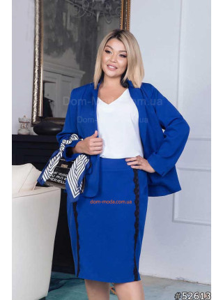 Стильний жіночий костюм зі спідницею трійка великого розміру