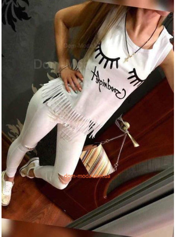 Женская летняя майка с бахромой 