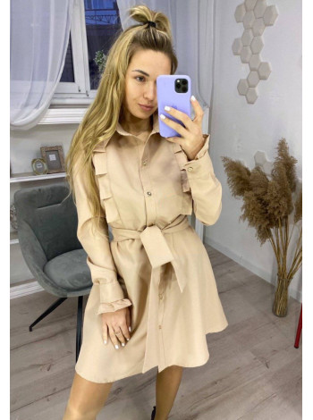 Модне коротке плаття рубашка з поясом