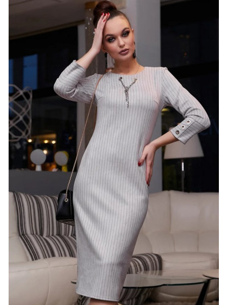 Замшеве жіноче плаття в полоску