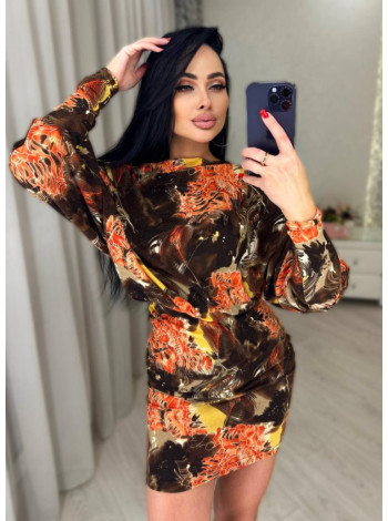 Тепле жіноче плаття з ангори в принт