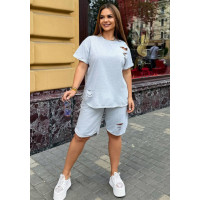 Модний літній спортивний костюм з шортами і футболкою великого розміру