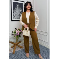 Жіночий костюм трійка з жилеткою і брюками великого розміру