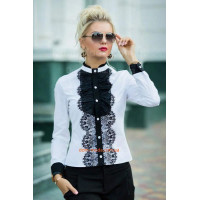 Приталена біла рубашка з мереживом