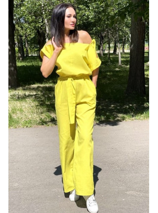 Модний жіночий лляний комбінезон брючний Модний жіночий лляний комбінезон брючний