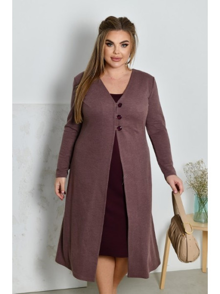 Жіночий діловий костюм великого розміру: плаття і кардиган